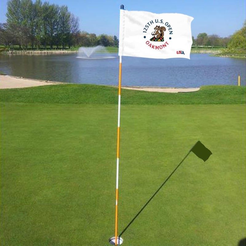 2BUT 2025 US Open Flag Oakmont Golf Pin USGA Flag Practic Putting Green Golf Flag For Backyard Garden Double-Sewn 600D Nylon Miniature Pin Flag egulation Tube Flag(white 20"x13") - Image 4